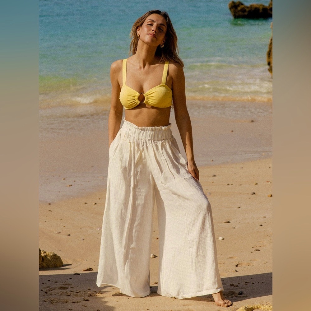 Yellow Ruched Cutout Push Up Bikini Top - Picture 5 of 6